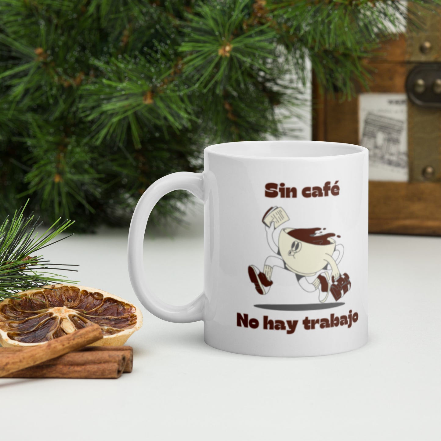 White glossy mug