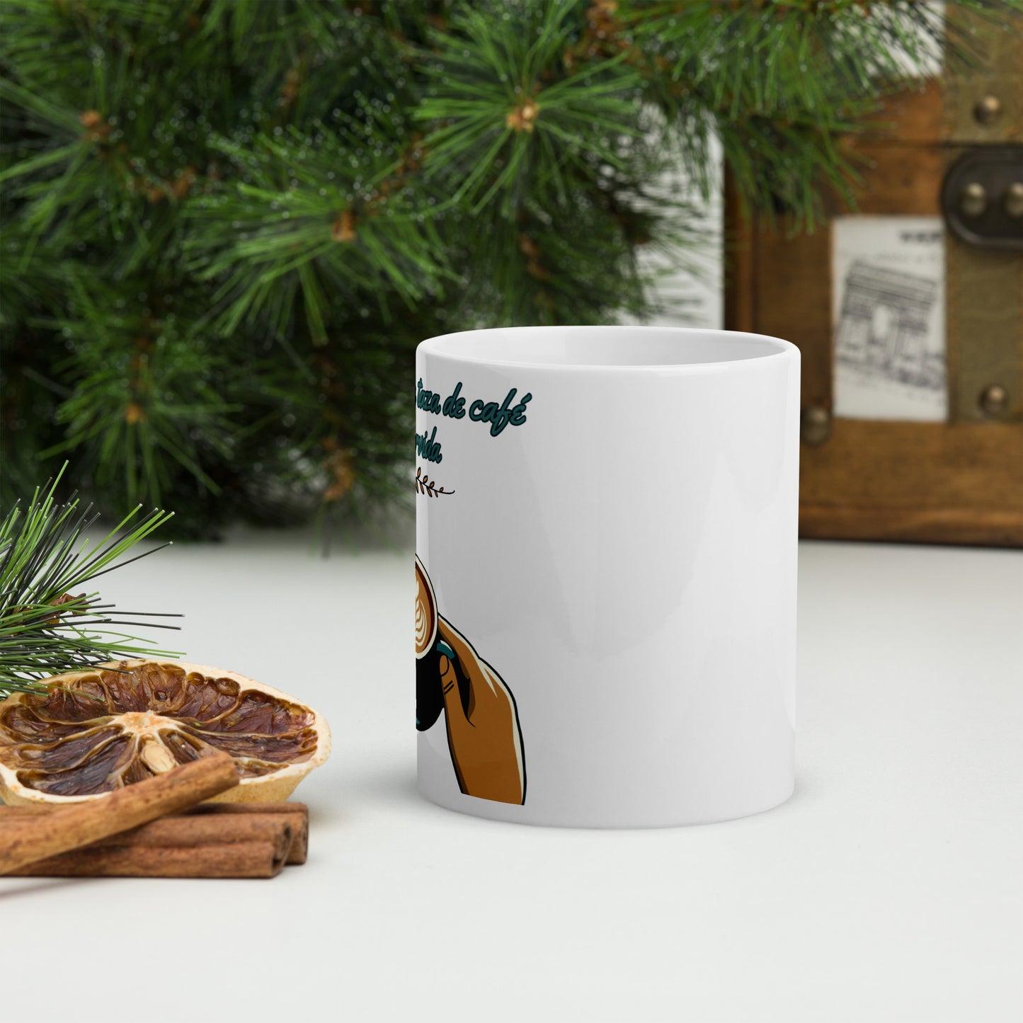 White glossy mug