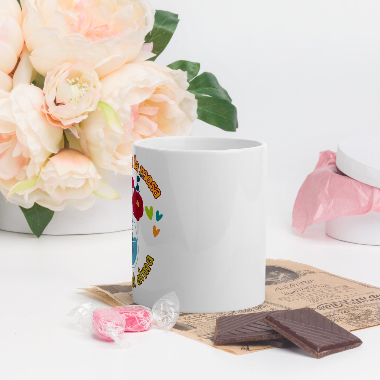 White glossy mug
