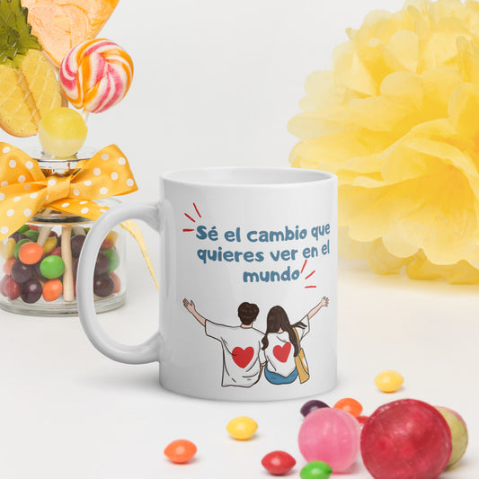 White glossy mug