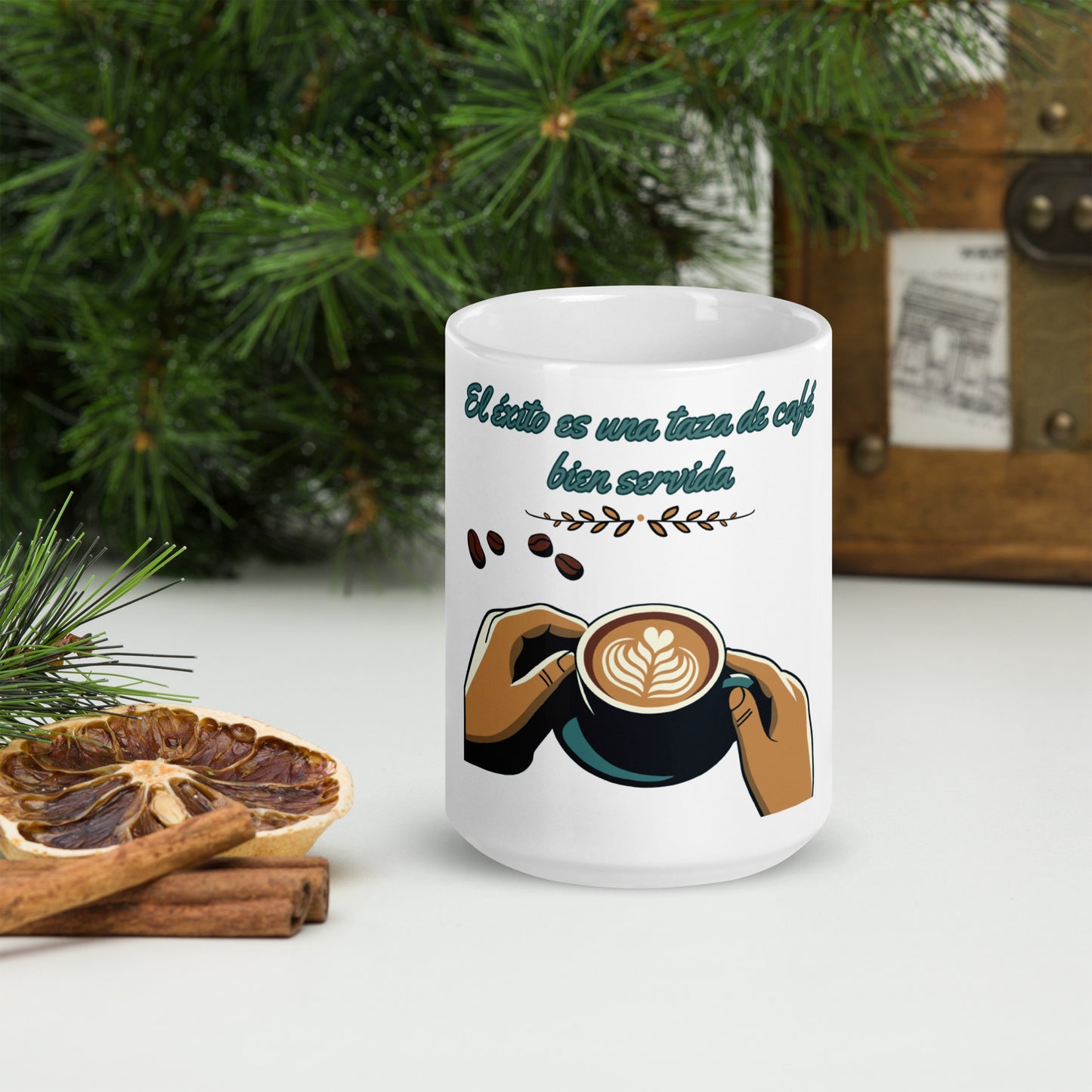 White glossy mug