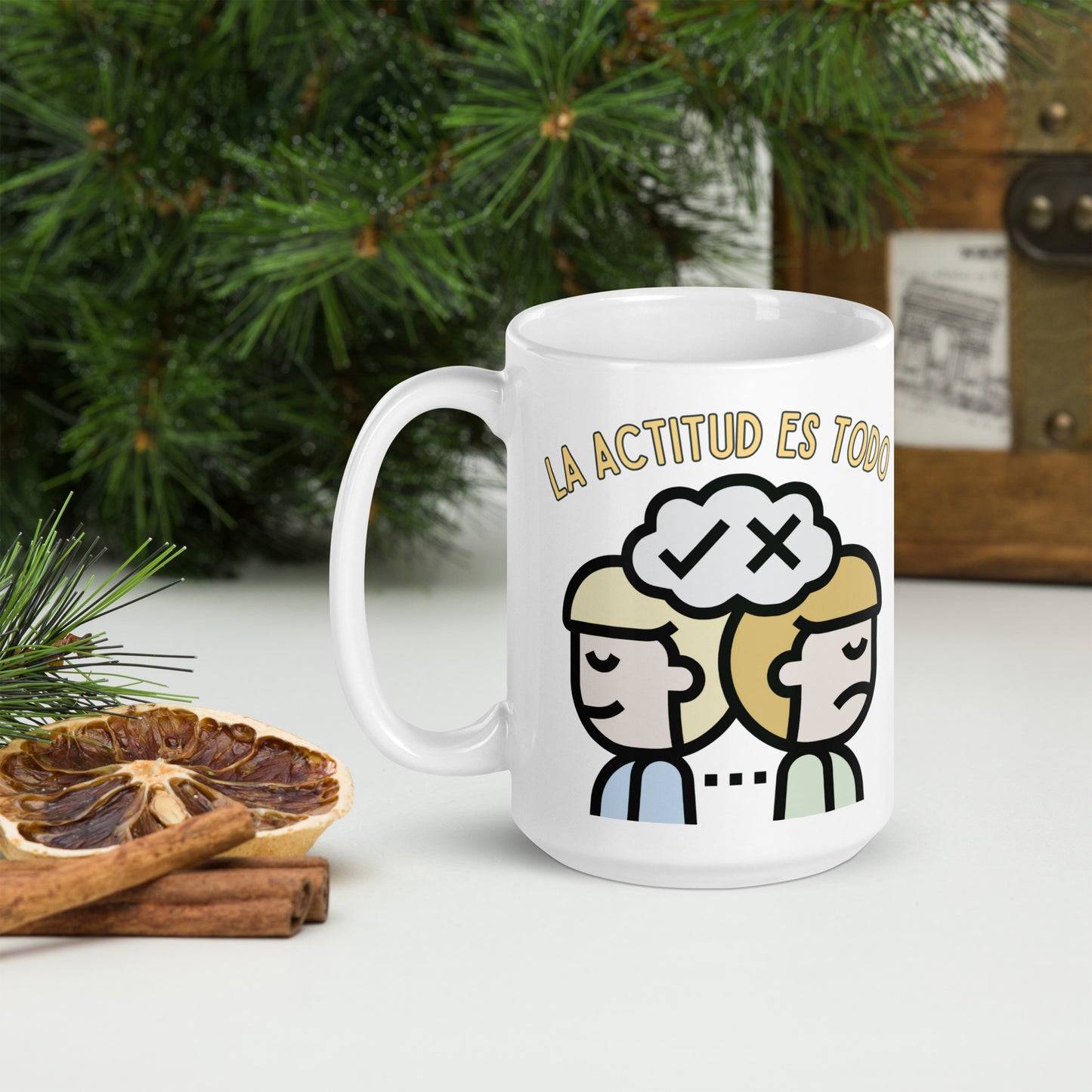 White glossy mug
