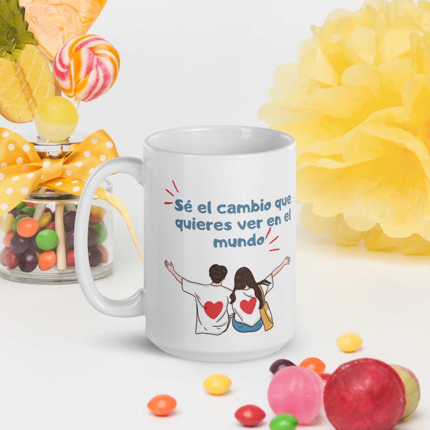 White glossy mug