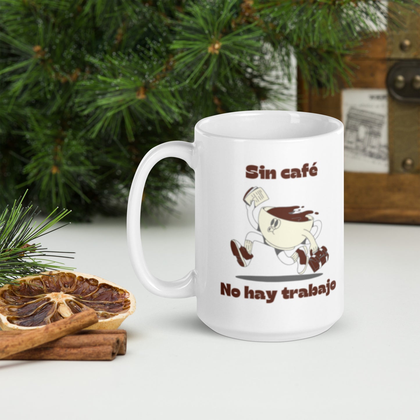 White glossy mug