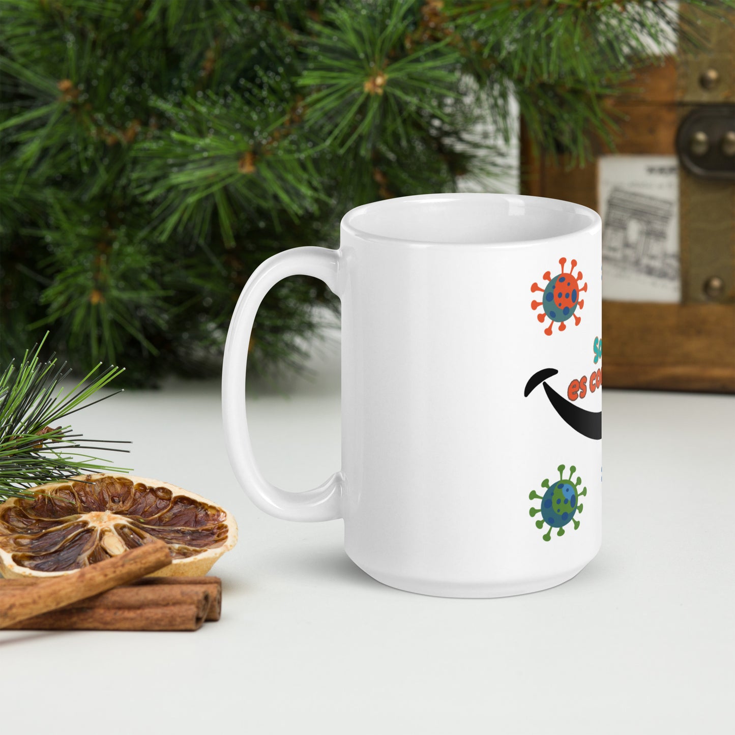 White glossy mug