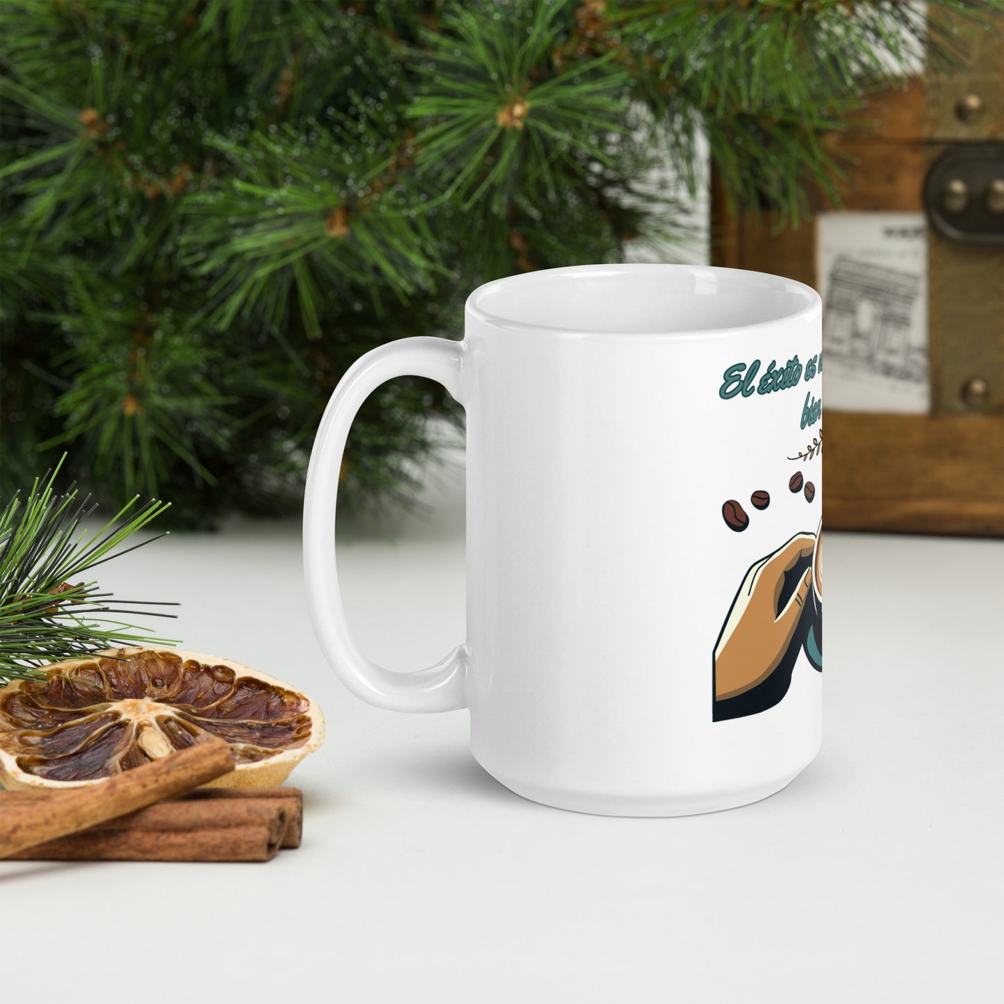 White glossy mug