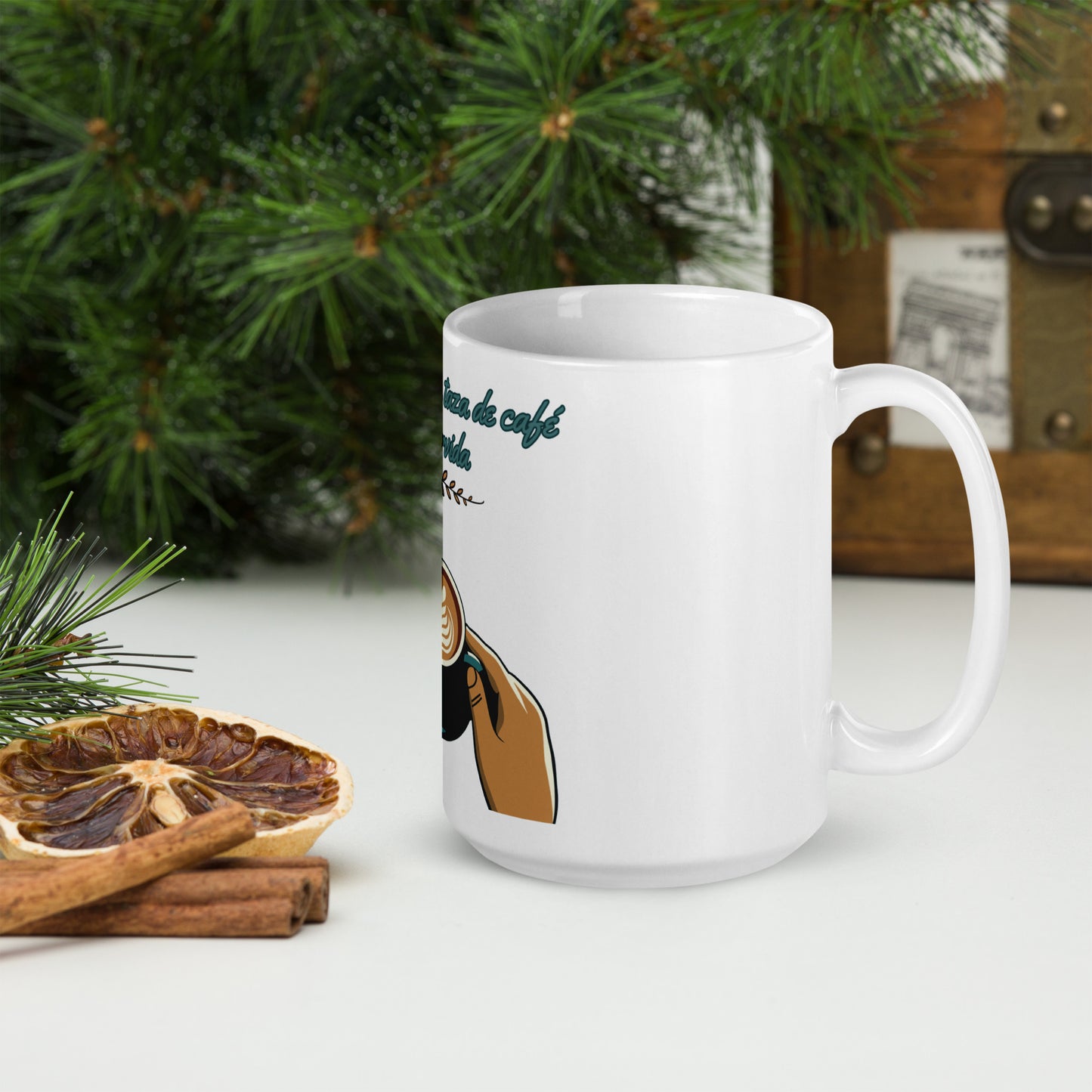 White glossy mug
