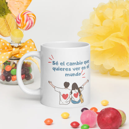 White glossy mug