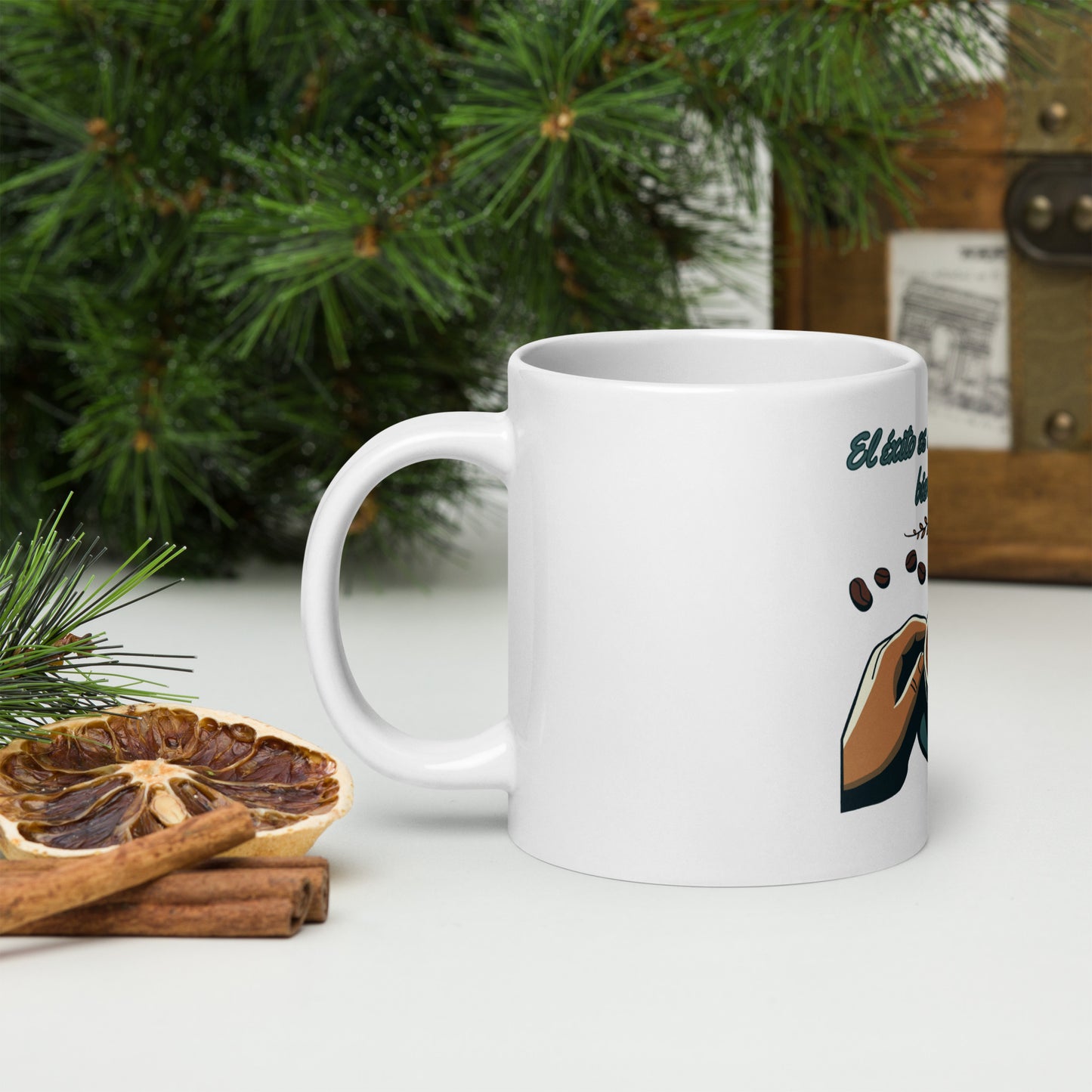 White glossy mug